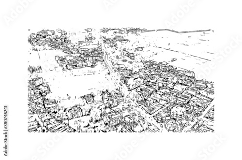 Building view with landmark of Chhindwara is a city in India. Hand drawn sketch illustration in vector. photo