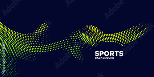 Modern colored poster for sports. Wave with dots created using blend tool - Vector Illustration