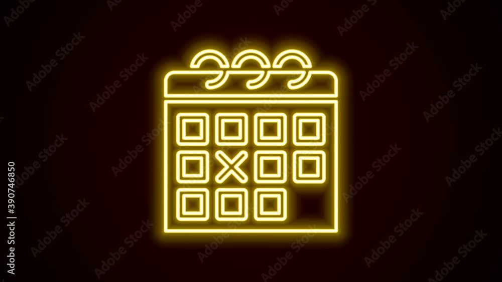 Glowing neon line Calendar fitness icon isolated on black background. Training schedule. 4K Video motion graphic animation Glowing neon line Calendar fitness icon isolated on black background. Training schedule. 4K Video motion graphic animation