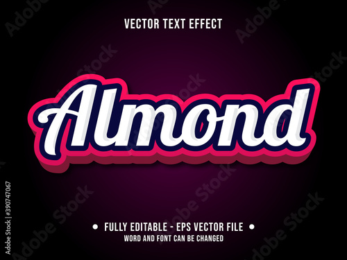 Editable text effect - almond white  and red color gradient modern style	
