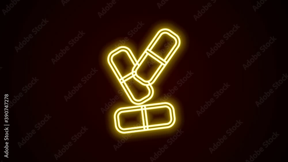 Glowing neon line Vitamin complex of pill capsule icon isolated on black background. Healthy lifestyle. 4K Video motion graphic animation Glowing neon line Vitamin complex of pill capsule icon isolated on black background. Healthy lifestyle. 4K Video motion graphic animation