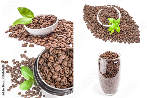 Fototapeta Naklejka Na Ścianę i Meble -  Set of coffee beans on a white background cutout