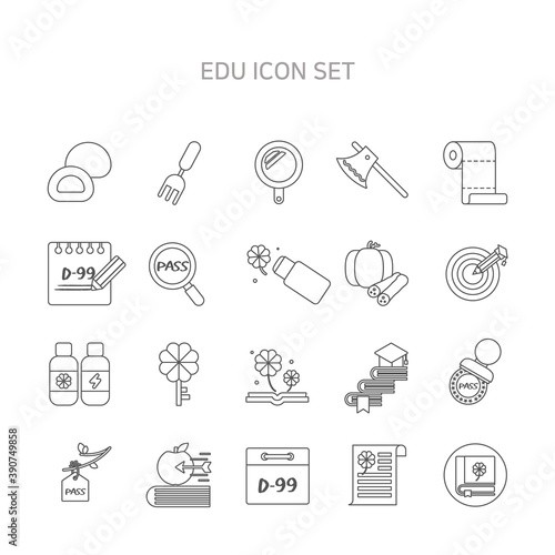 Lucky line icons related to entrance examinations and customs related to entrance examinations in Korea.
