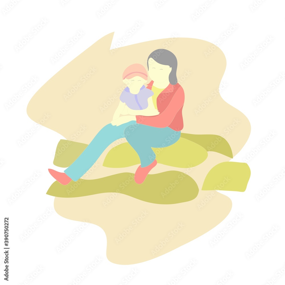 Illustration vector graphic of mother and child 6