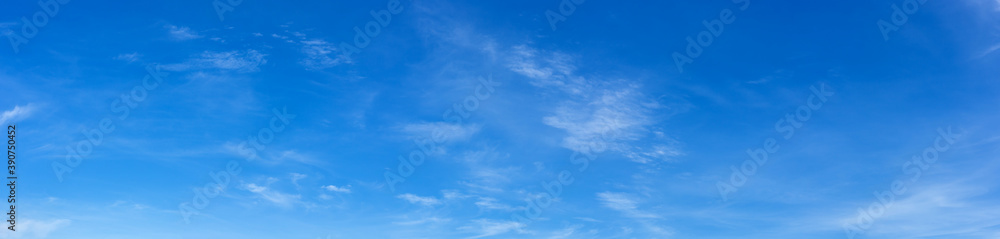 Panorama blue sky with tiny clouds.