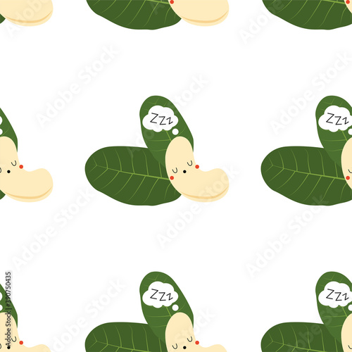 Sleeping Kawaii Cartoon Nut Cashew.