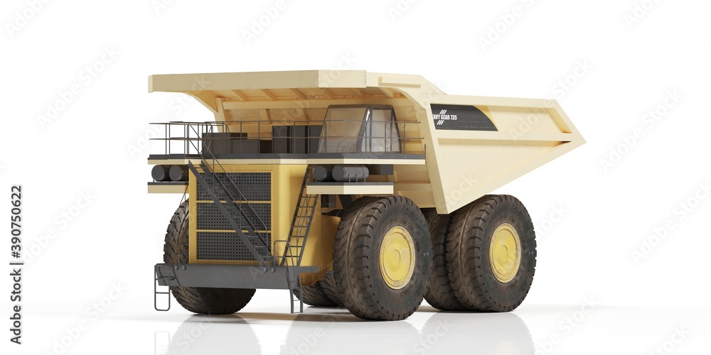 Mining dumper on white background. Land truck, heavy truck. 3d render