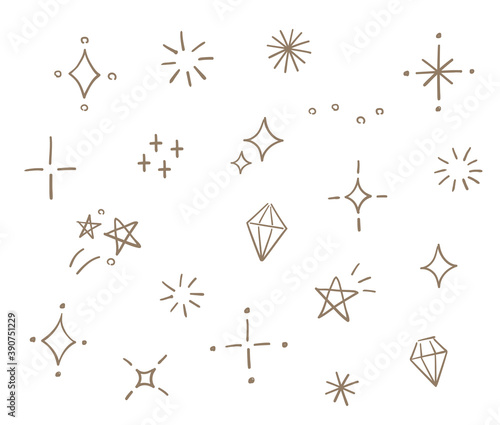 きらきら　線画　手描き　セット