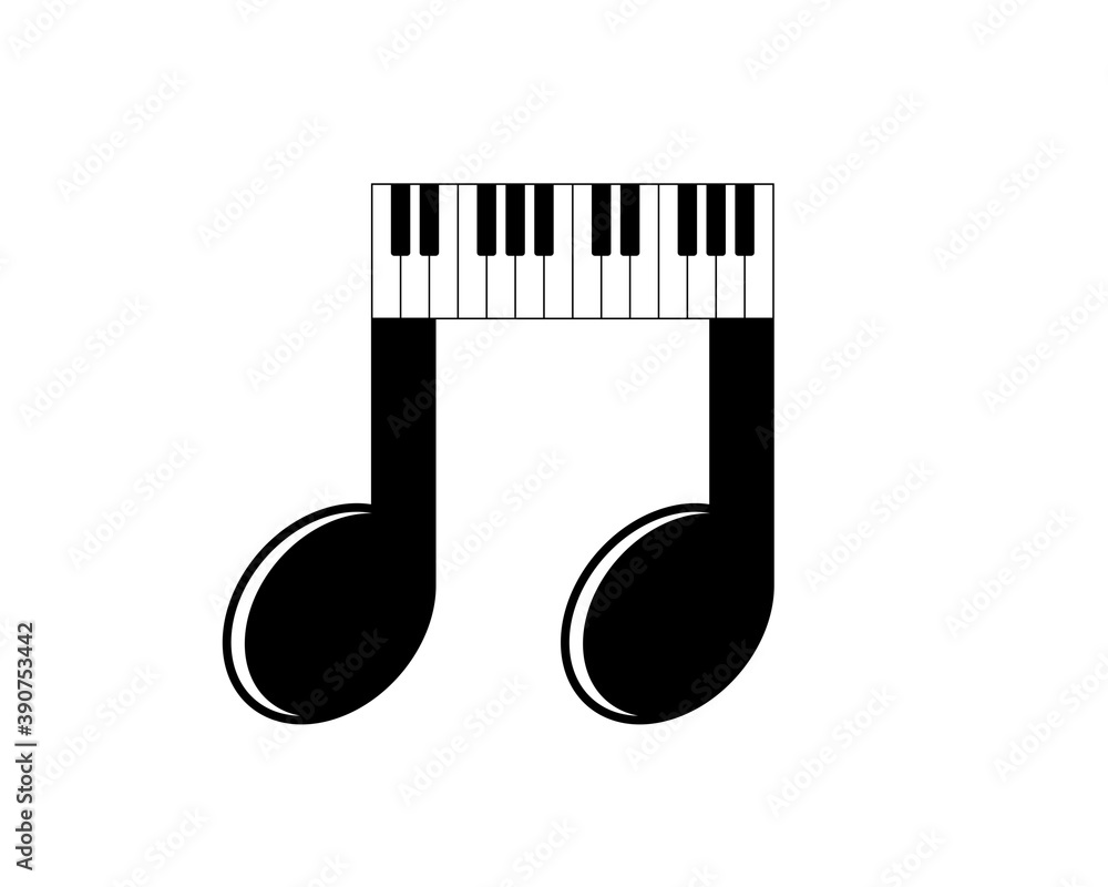 Combination piano with music note Combination piano with music note