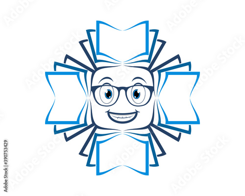 Circular book with smiling bookworm