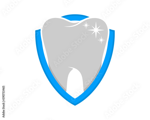 Clean teeth inside the blue shield