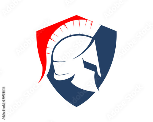 Spartan helmet inside the american shield