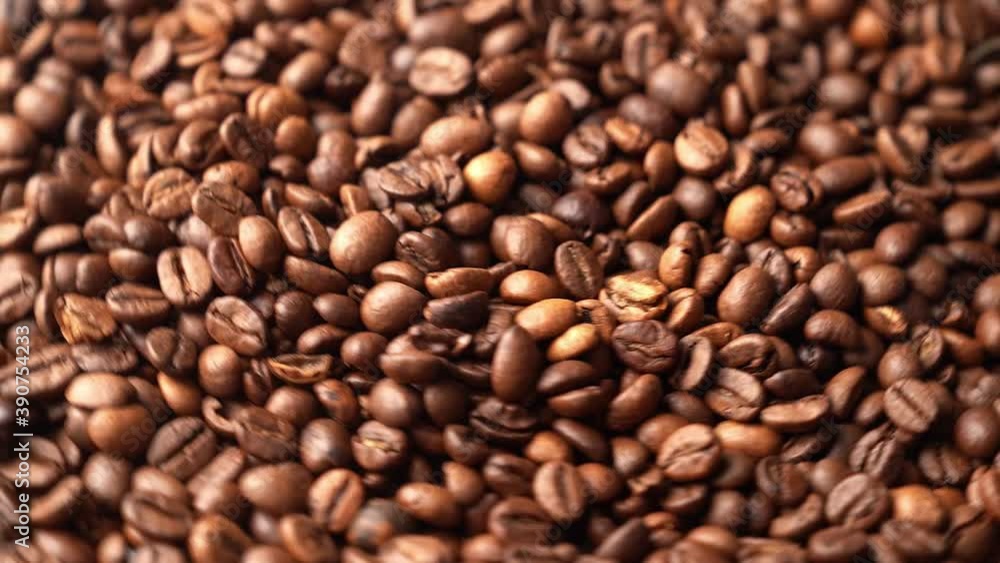 coffee roasted grains rotate. Background. coffee roasted grains rotate. Background.