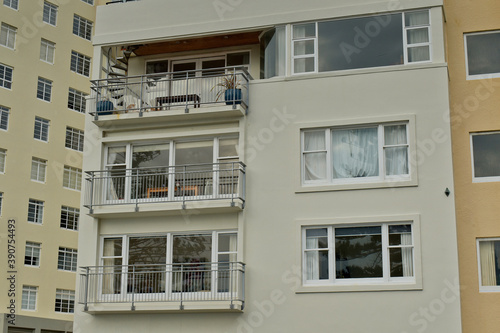 WELLINGTON, NEW ZEALAND - May 28, 2019: View of apartment building in Oriental Bay photo