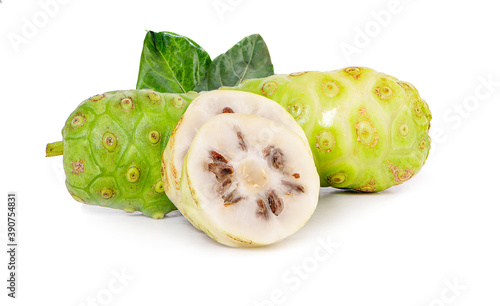 Noni or Morinda Citrifolia fruits an isolated on white background photo