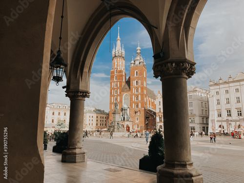 Krakow Poland. Krakow Poland. St. Mary's Church Old Town, center, naturally vivid photo of Krakow's architecture. Travel