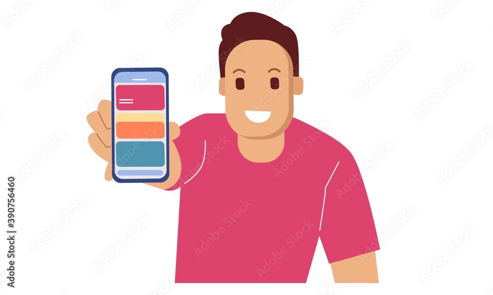 Man showing smartphone, man holding smartphone close up