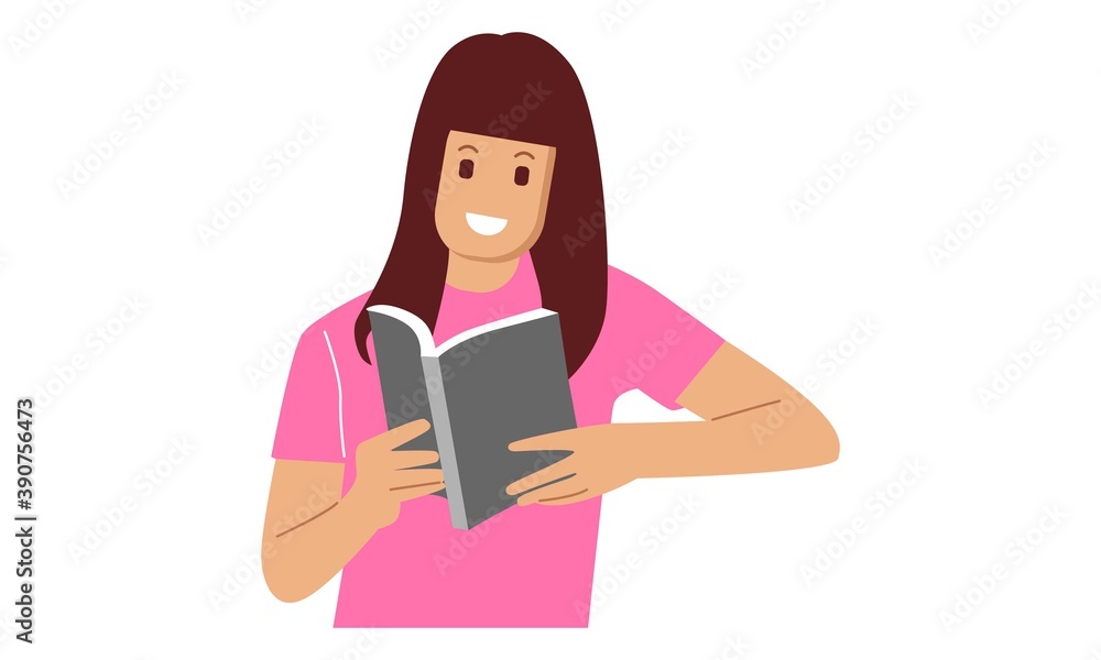 Beautiful woman is reading a book. The student is studying Beautiful woman is reading a book. The student is studying