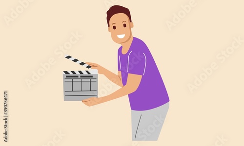 Movie film director holding up a clapboard