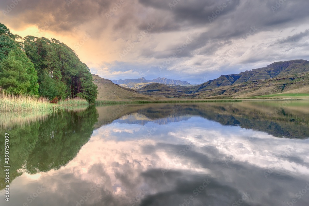 MOUNTAIN LAKE ,  Giant's Cup Wilderness Reserve, Kwazulu Natal, South Africa.  A wilderness mountain catchment and conservation area.  popular recreational destination. 