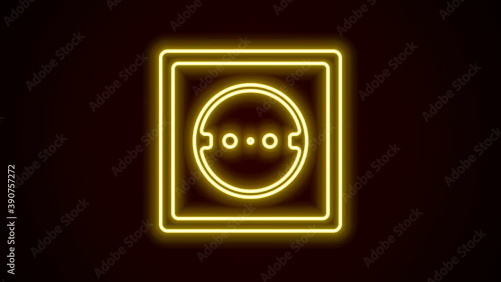 Glowing neon line Electrical outlet icon isolated on black background. Power socket. Rosette symbol. 4K Video motion graphic animation Glowing neon line Electrical outlet icon isolated on black background. Power socket. Rosette symbol. 4K Video motion graphic animation