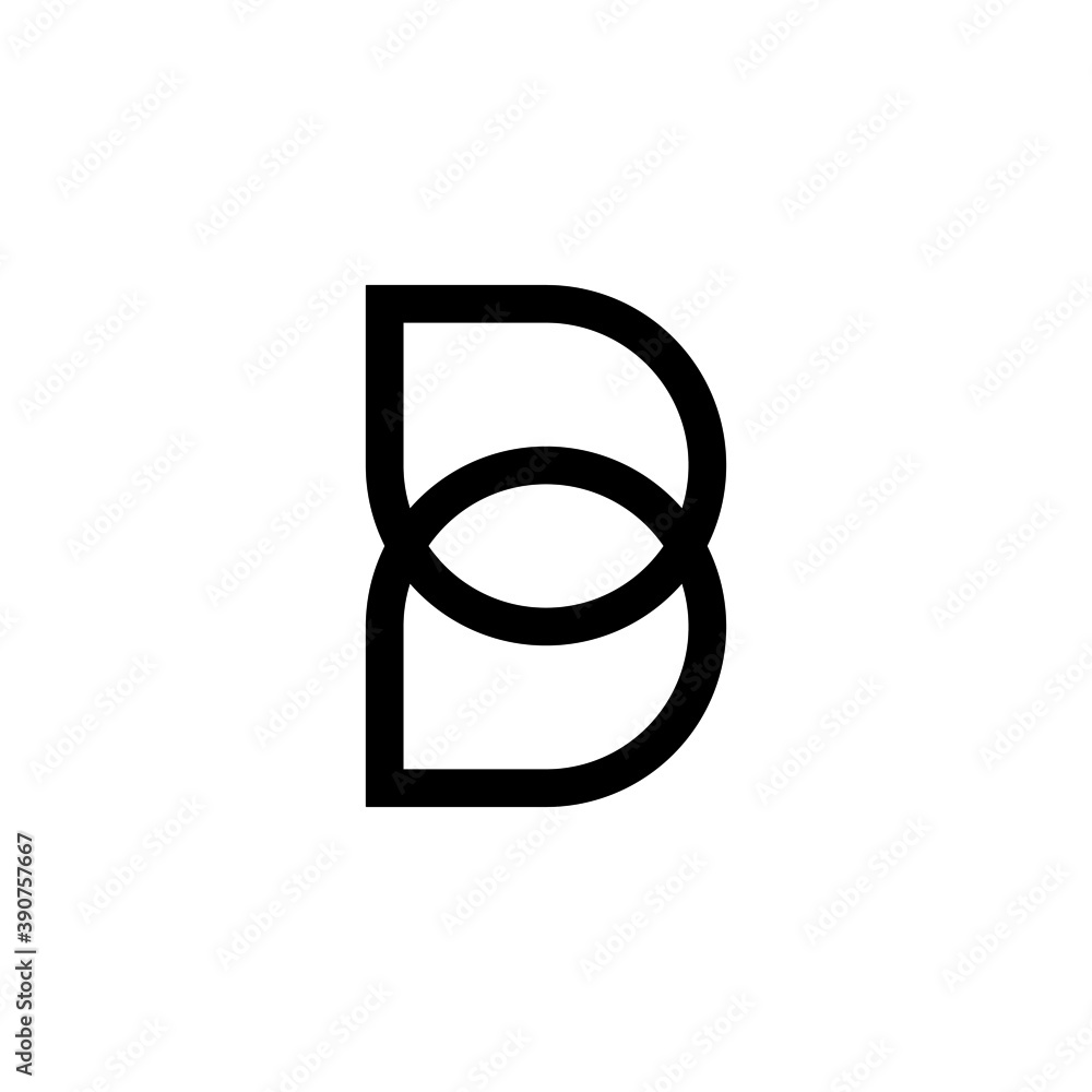 Obraz premium two rings letter b icon logo vector 