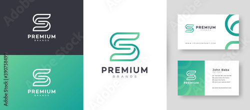 Flat & Minimal Initial S Letter Logo With Premium Business Card Design Vector Template for Your Company Business