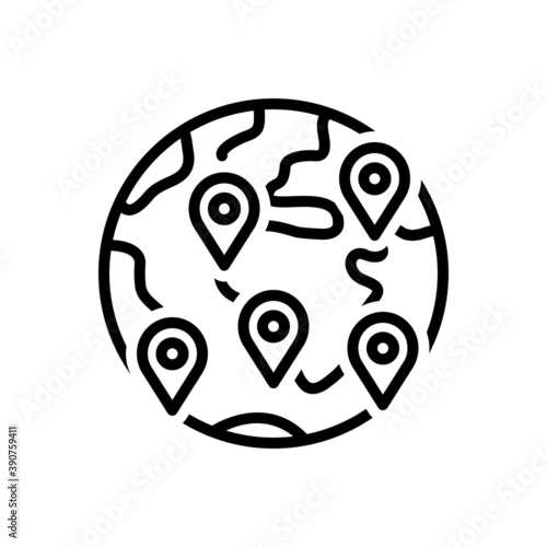 Black line icon for everywhere