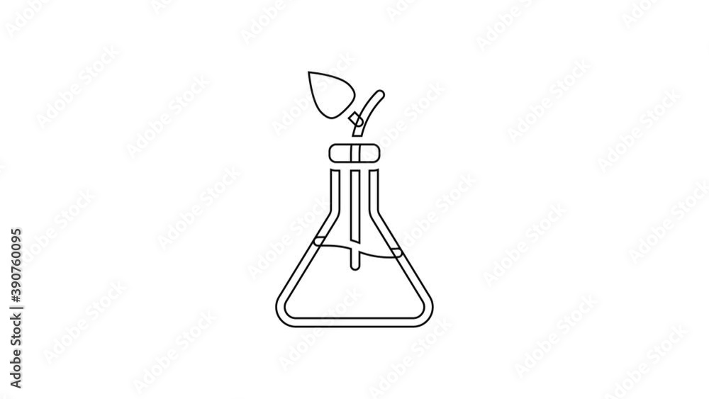 Black line Plant breeding icon isolated on white background. Plants growing in the test tubes. Organic food ,agriculture and hydroponic. 4K Video motion graphic animation Black line Plant breeding icon isolated on white background. Plants growing in the test tubes. Organic food ,agriculture and hydroponic. 4K Video motion graphic animation
