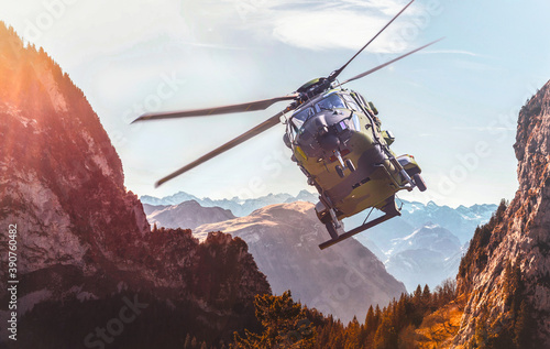 german military helicopter in flight photo