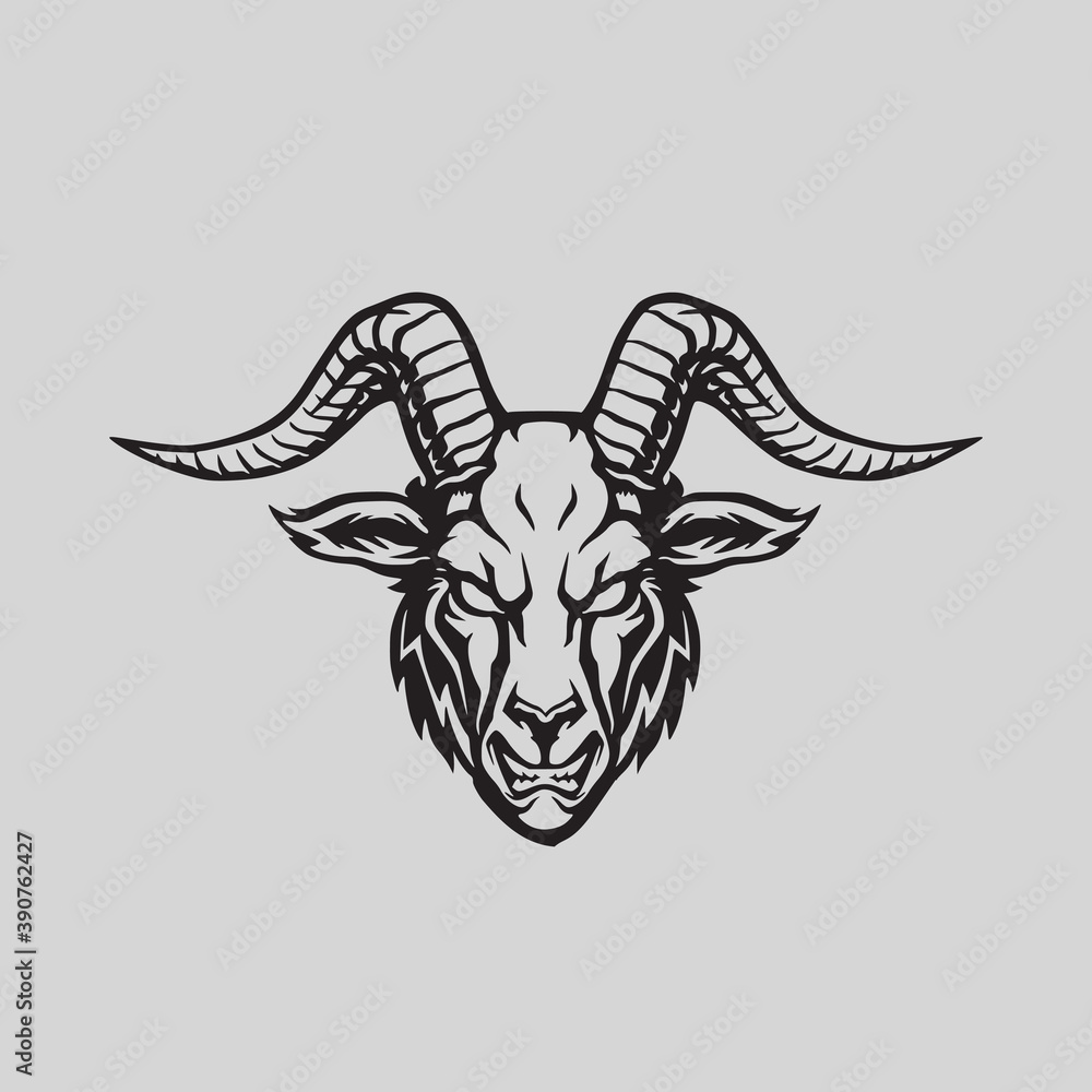 Naklejka premium Goat Face Logo Design Template