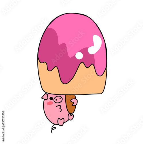 Pig with ice cream