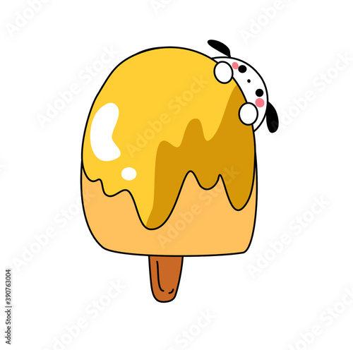 Puppy with ice cream 