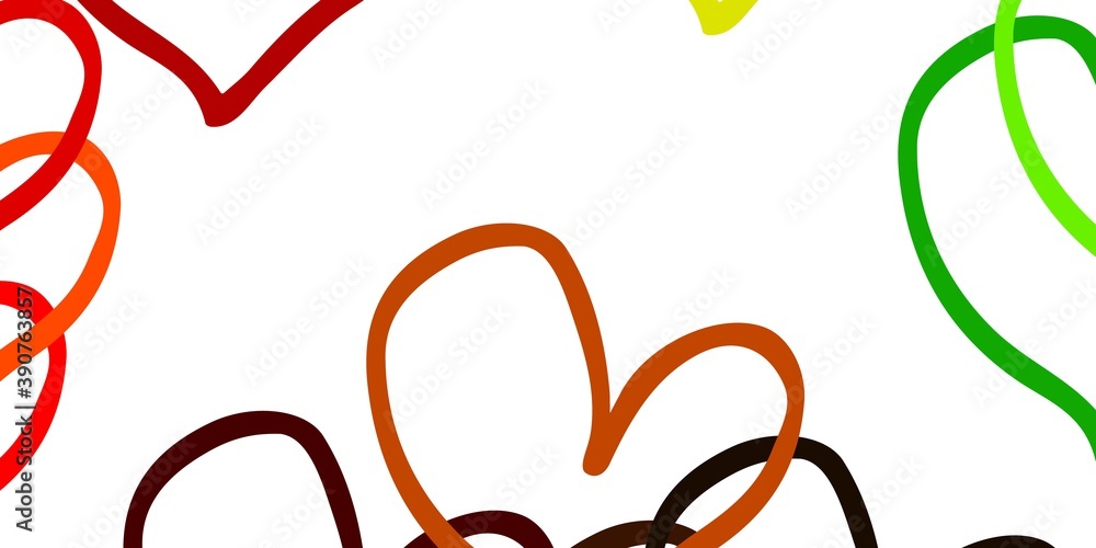 Light Green, Yellow vector backdrop with sweet hearts. Light Green, Yellow vector backdrop with sweet hearts.