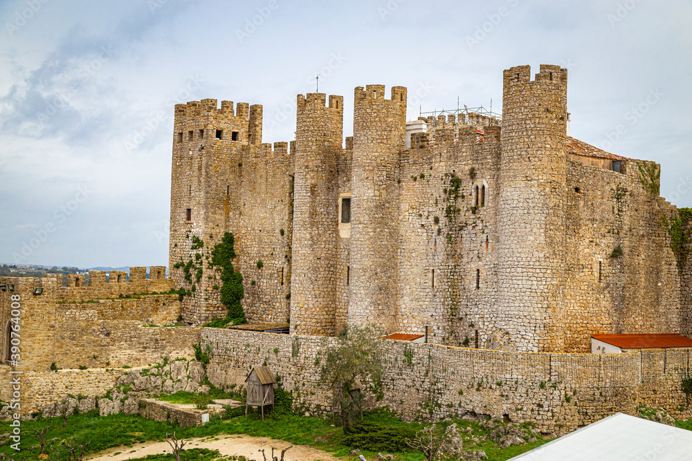 Stone castle of Óbidos Medieval castle located in the parish of Santa Maria, São Pedro and Sobral da Lagoa, West, Portugal.