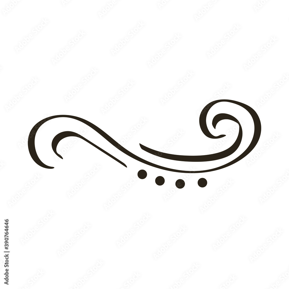 decorative swirl divider with points monochrome icon decorative swirl divider with points monochrome icon