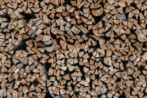 background of natural wood, stumps and stakes tied together