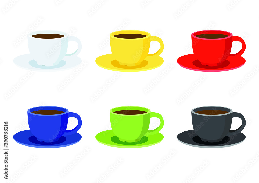 coffee cup on saucer multi color on white background illustration vector coffee cup on saucer multi color on white background illustration vector