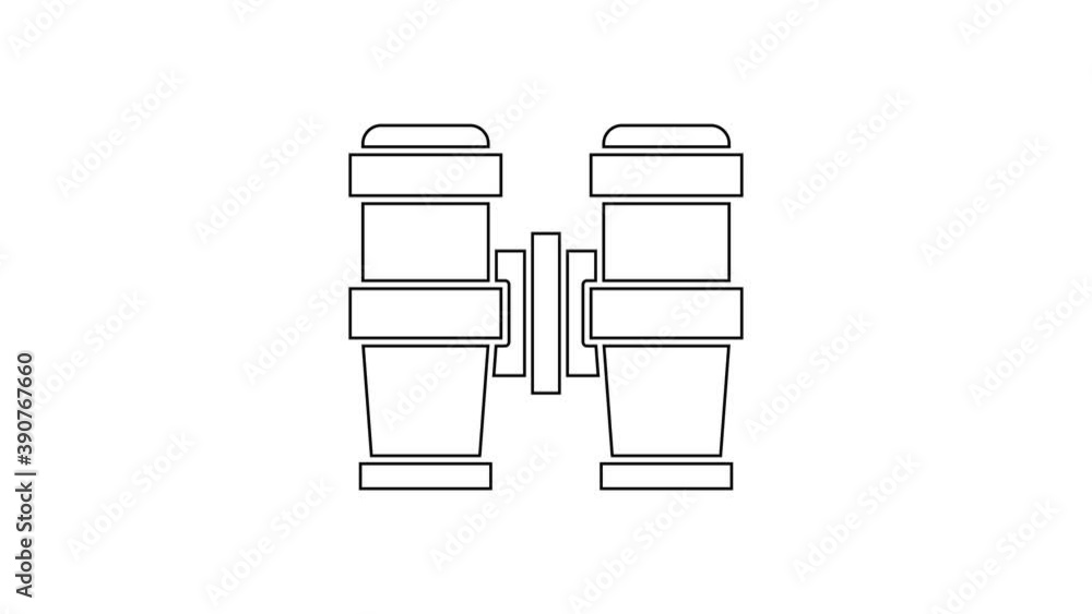 Black line Binoculars icon isolated on white background. Find software sign. Spy equipment symbol. 4K Video motion graphic animation Black line Binoculars icon isolated on white background. Find software sign. Spy equipment symbol. 4K Video motion graphic animation