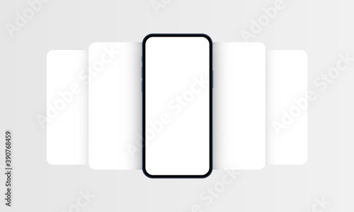 Smartphone frame mockup with blank app screens. Mobile app design concept for showcasing screenshots. Vector illustration