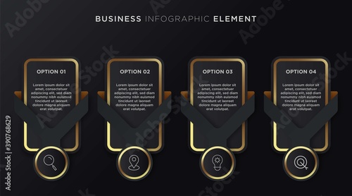 Modern elegant 4 options infographic. Vector illustration template with icons.