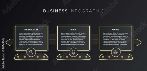 Modern elegant 3 options business infographic. Vector illustration template with icons.