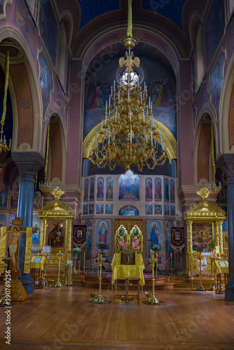 In the old church of St. John Chrysostom. The Staroladozhsky Nikolsky Monastery. Staraya Ladoga, Russia