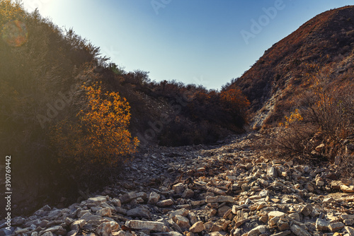 Dry bed of a mountain river