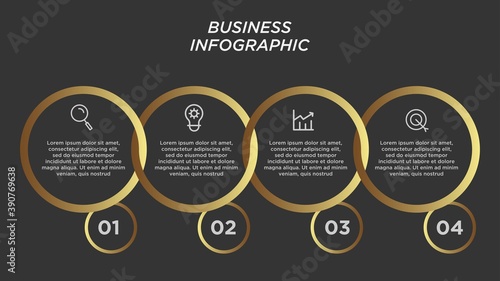 Modern elegant 4 options infographic. Vector illustration template with icons.