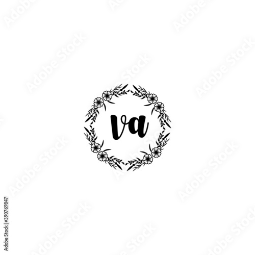 Initial VA Handwriting, Wedding Monogram Logo Design, Modern Minimalistic and Floral templates for Invitation cards 