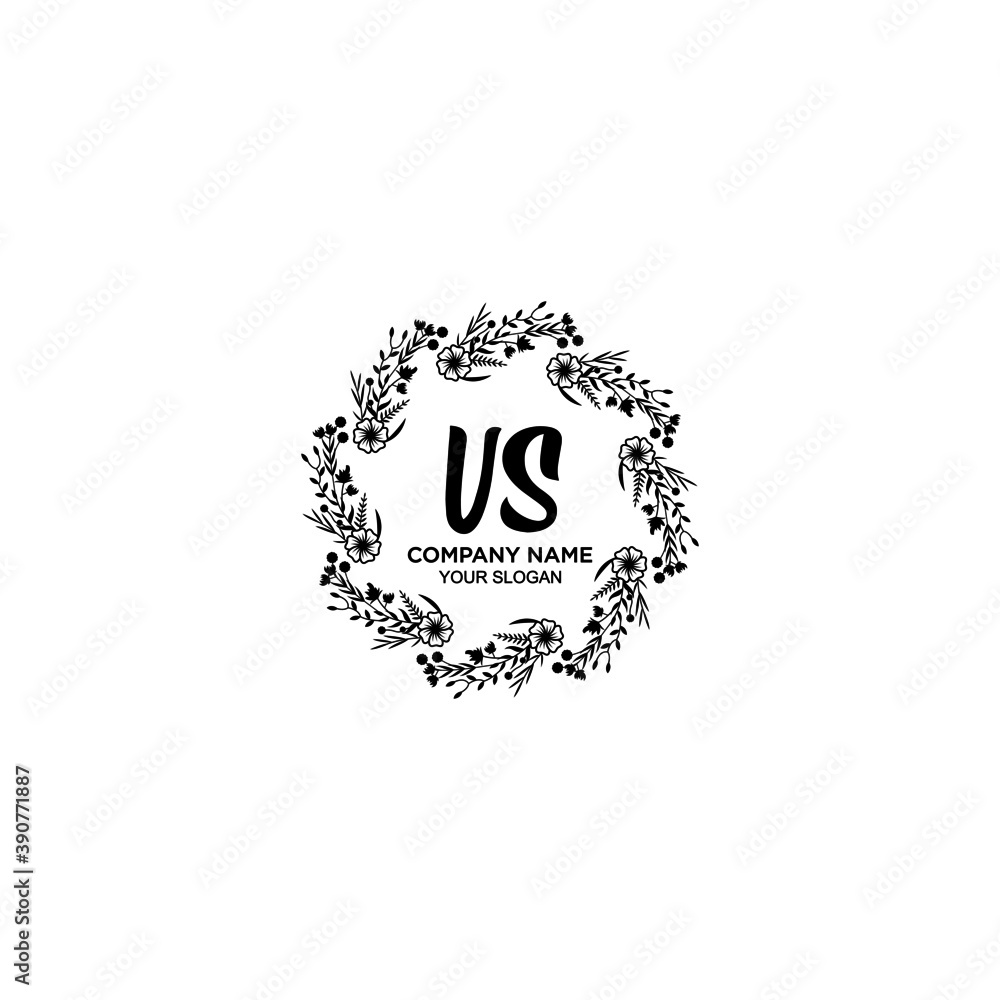 Initial VS Handwriting, Wedding Monogram Logo Design, Modern Minimalistic and Floral templates for Invitation cards	
