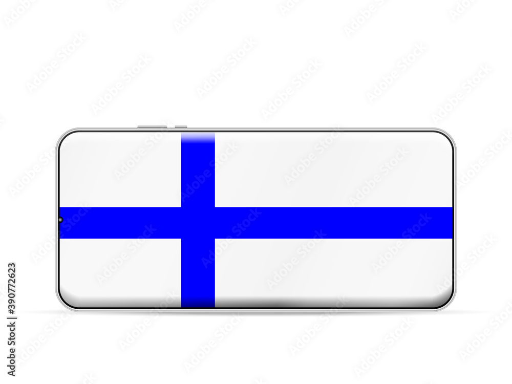 Finland flag on smartphone screen Finland flag on smartphone screen