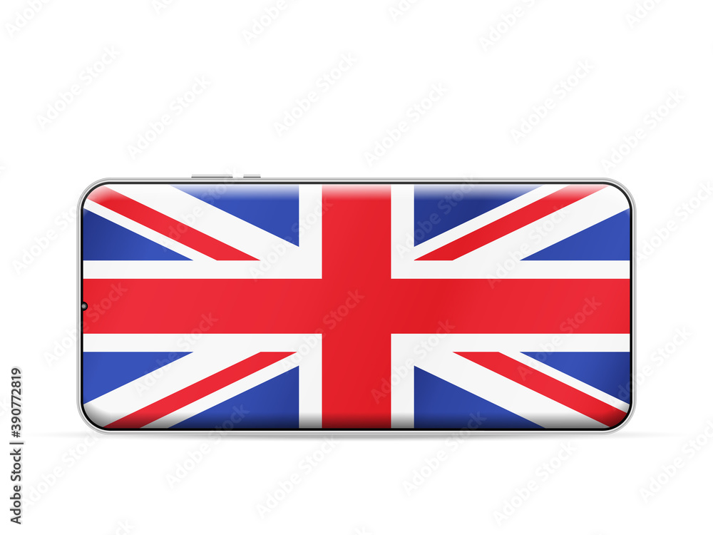 UK flag on smartphone screen UK flag on smartphone screen