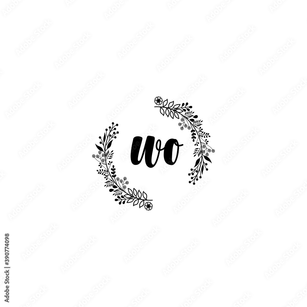 Initial WO Handwriting, Wedding Monogram Logo Design, Modern Minimalistic and Floral templates for Invitation cards	
